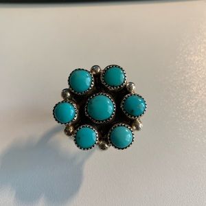 M & S Turquoise Flower Cluster Ring